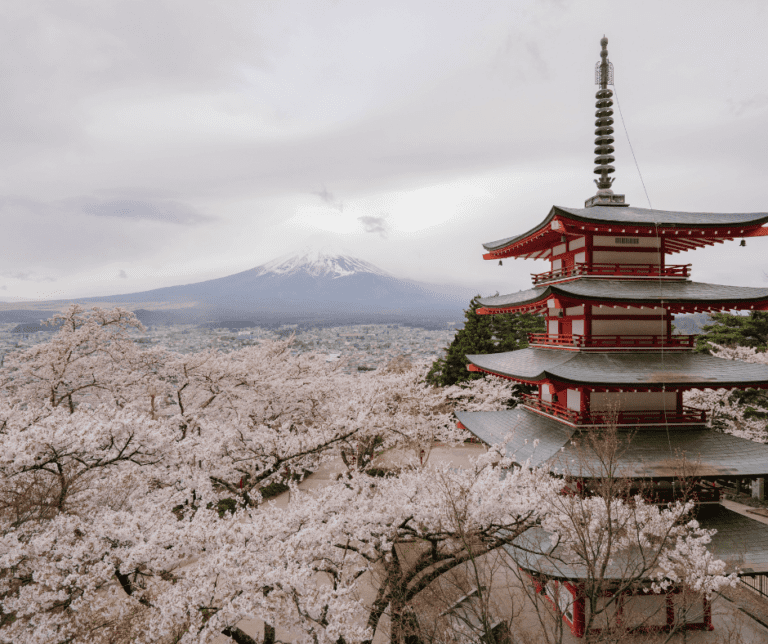 Mt. Fuji and Chureito red pagoda