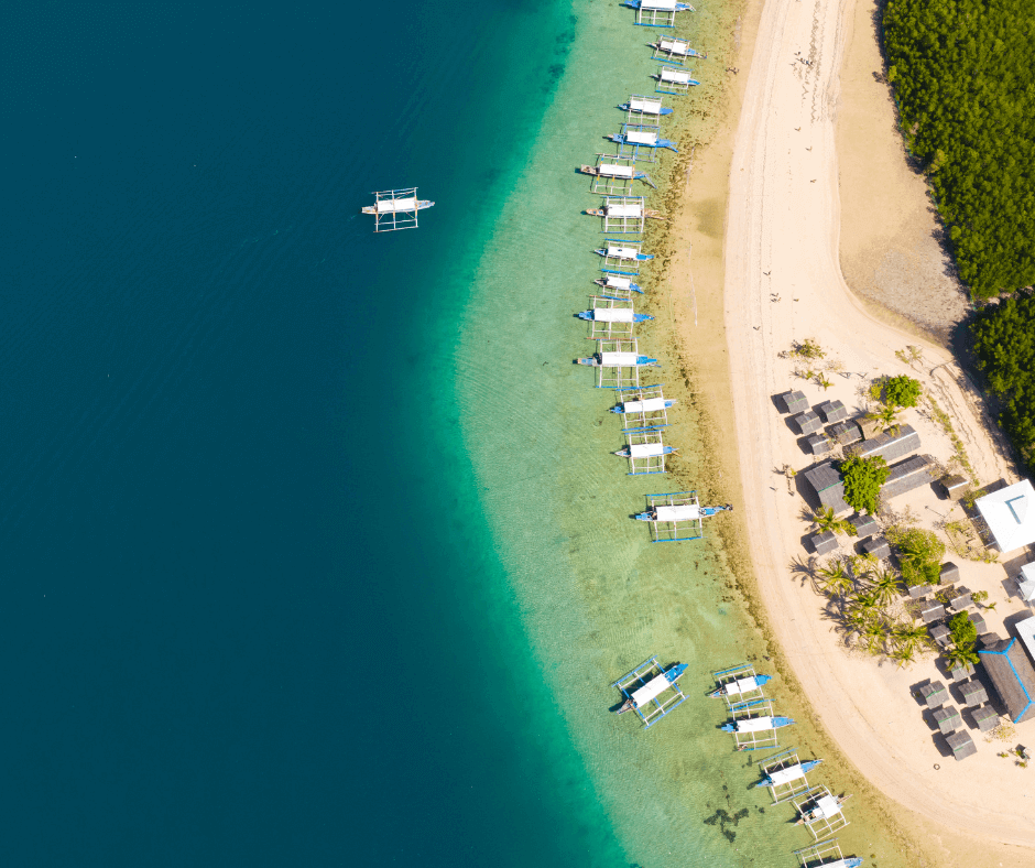 Aerial view of Honda Bay in Palawan.